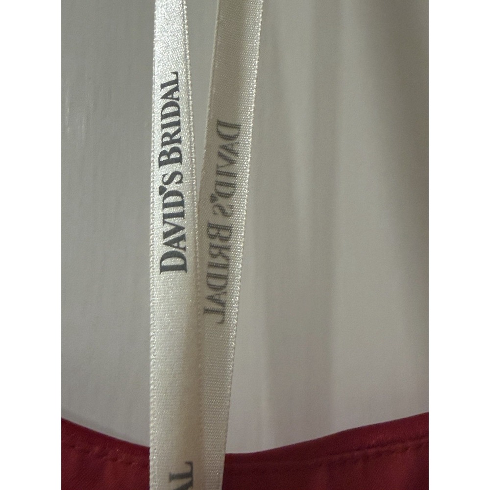 David's Bridal B1026 Red Satin Strapless Long Formal Gown Dress Size 6 - Picture 5 of 5
